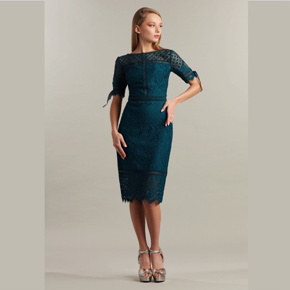 TADASHI SHOJI - BOBEK LACE TEA-LENGTH DRESS